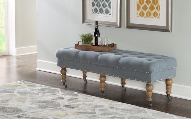 Linon Isabelle Washed Blue 50" Accent Bench-3