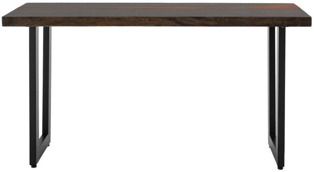 International Furniture Direct Raramuri Stained Dark Sofa Table with Black Base-3