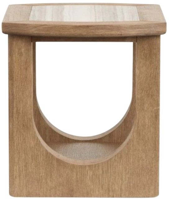 Magnussen Home® Bradford Granite Top End Table with Riverbed Beige Base-2