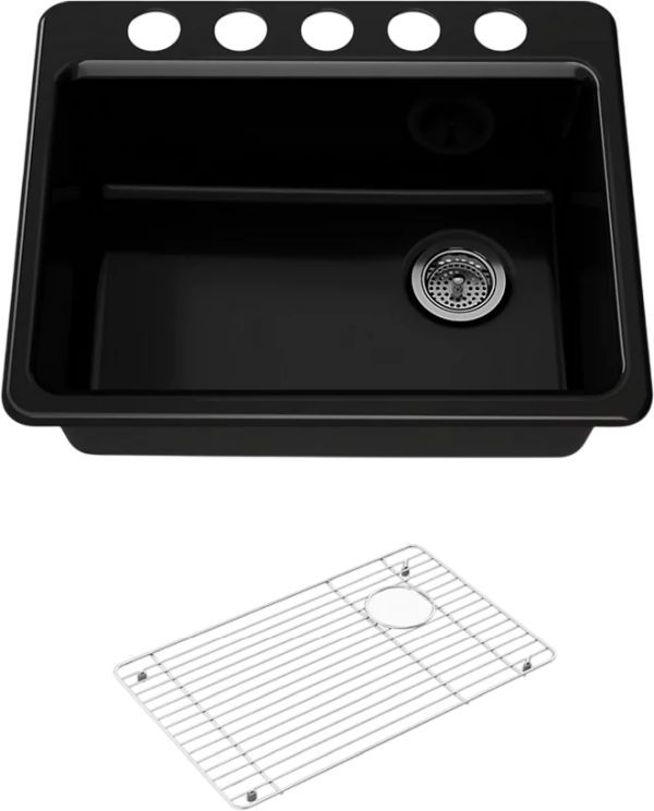 KOHLER® Riverby® Black 27" Undermount Single-Bowl Kitchen Sink-0