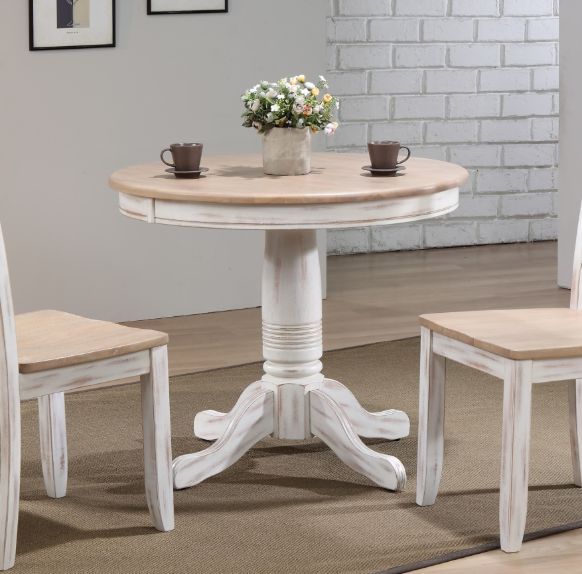 Winners Only® Prescott Brown Top Dining Table with White Pedestal Base-1