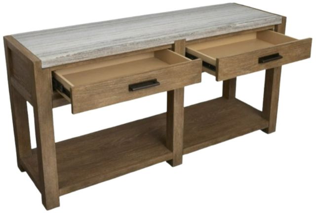 Magnussen Home® Plum Creek Sierra Brown Sofa Table with Marble Top-3