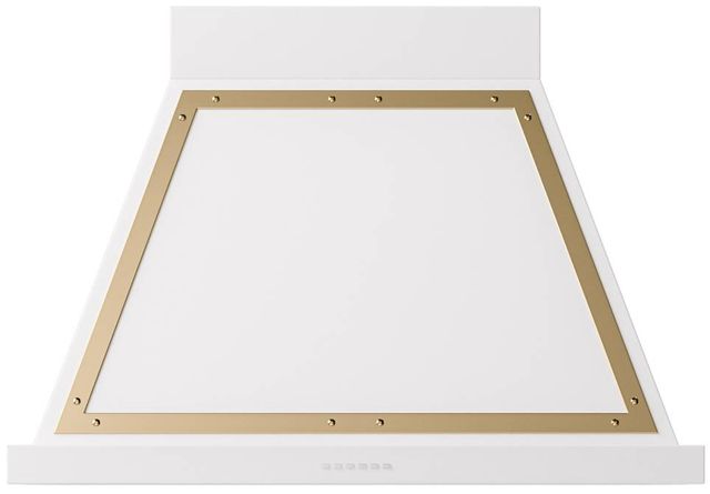 Ilve® Nostalgie II Noblesse 36" White Wall Mounted Range Hood with Brass Trim-0