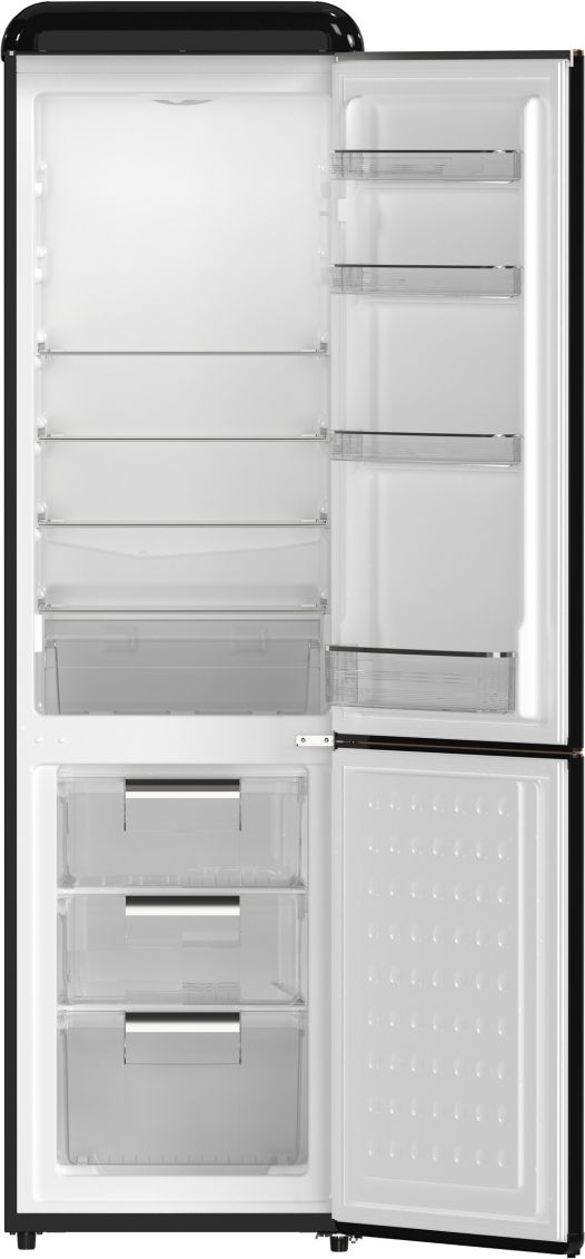FORNO® Storico Alta Qualita 22" 9 Cu. Ft. Black Retro Counter Depth Bottom Freezer Refrigerator with Copper Tone Handle-1