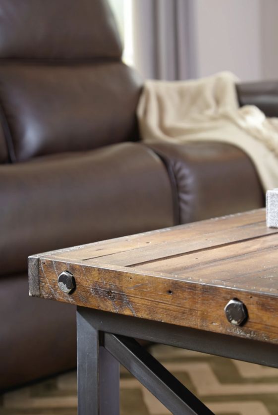 Flexsteel® Carpenter Dark Brown Rectangular Coffee Table with Black Frame-3