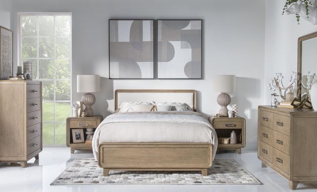 Legacy Kids Teen Theo Desert Oak/White Queen Youth Upholstered Panel Bed-1
