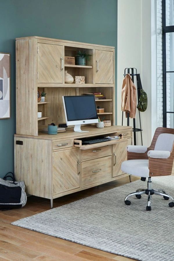 aspenhome® Maddox Biscotti Credenza Desk and Hutch-1