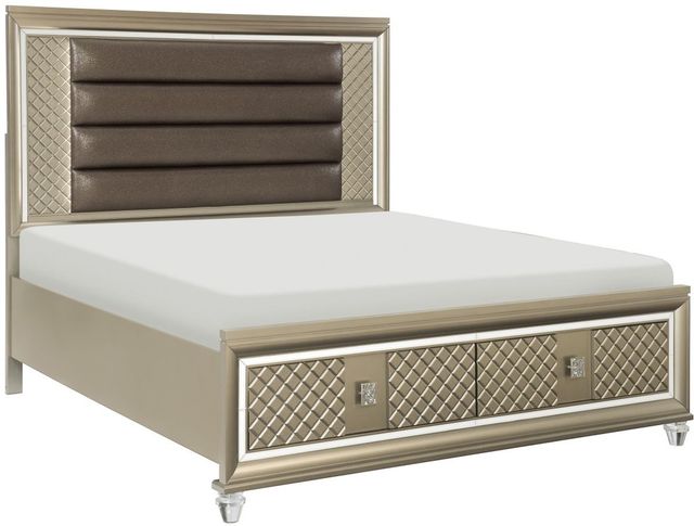Homelegance® Loudon Champagne Queen Platform Storage Bed-0