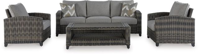 Signature Design by Ashley® Oasis Court 4-Piece Gray Outdoor Set-1