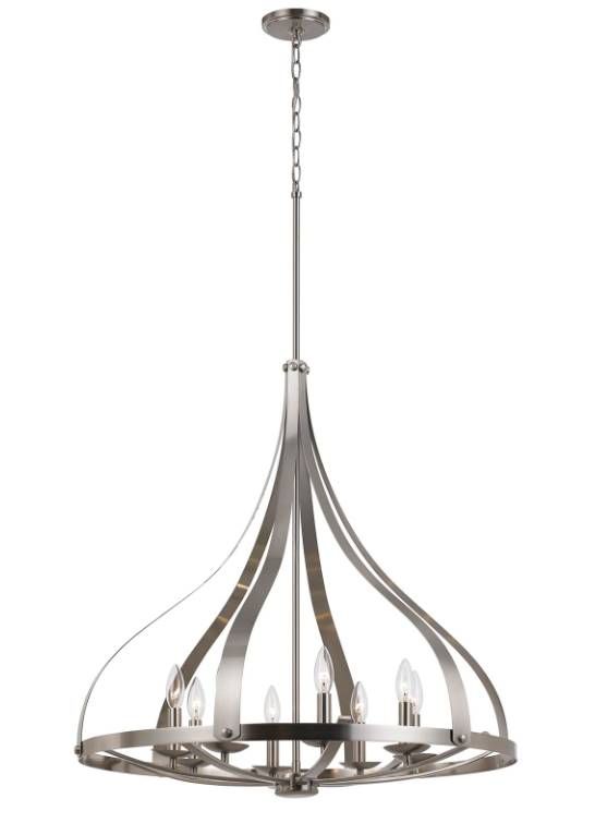 Cal® Lighting & Accessories Meridian 8-Light Brushed Steel Chandelier-0