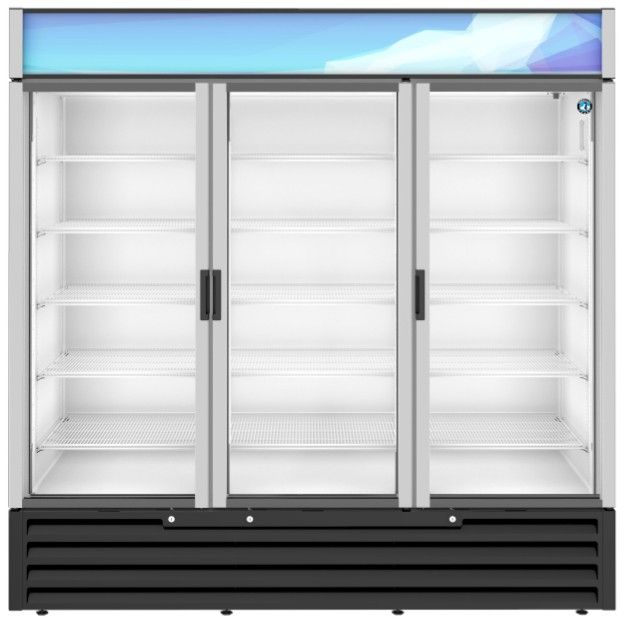 Hoshizaki 78" 56 Cu. Ft. Silver Painted Aluminum Three Section Glass Door Merchandiser Refrigerator-0