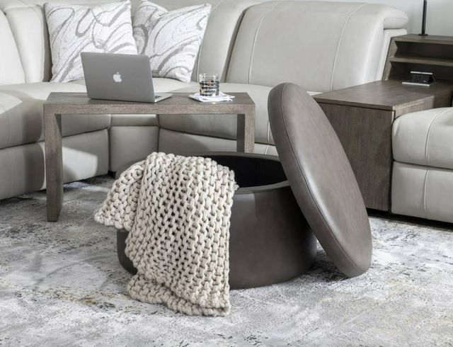 Legacy Classic Luna Miramar Mink/Ravello Earth Swivel Storage Ottoman with Wood Top Overlay-1