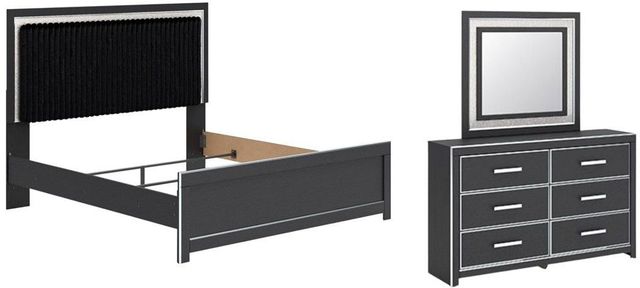Signature Design by Ashley® Zuraleus 3-Piece Black King Upholstered Panel Bedroom Set-0
