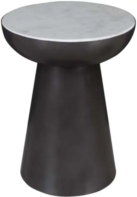 Jofran Inc. Circularity Black Round End Table with White Marble Top-3