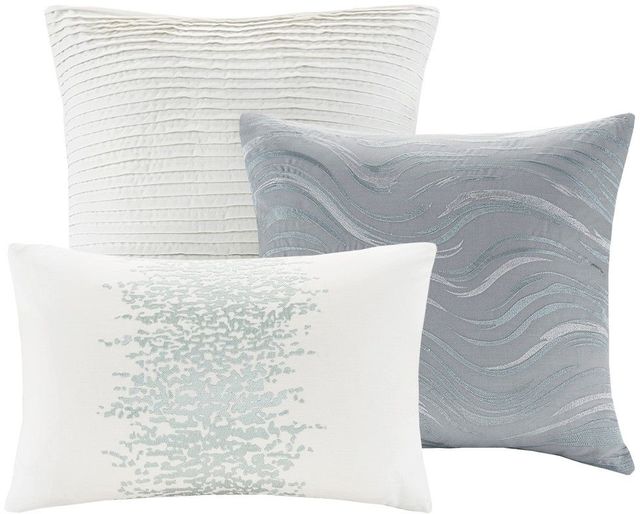 Olliix by Madison Park Grey Full/Queen Emory Cotton Sateen Duvet Set-2
