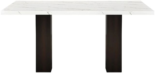 New Classic® Home Furnishings Faust White Faux Marble Top Dining Table with Espresso Base-0