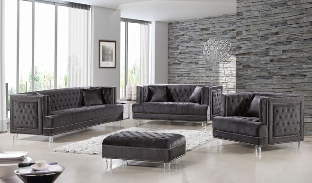 Meridian Furniture Lucas Grey Velvet Ottoman-3
