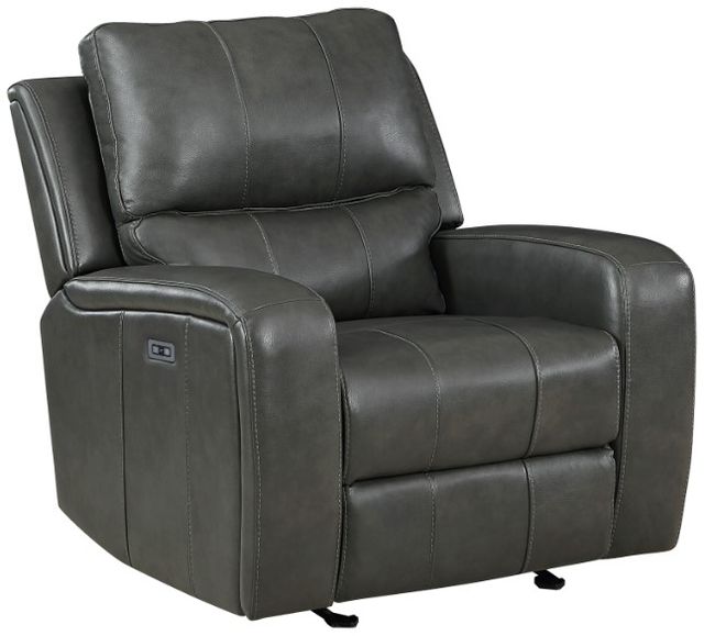 New Classic® Home Furnishings Linton Gray Leather Power Glider Recliner-0