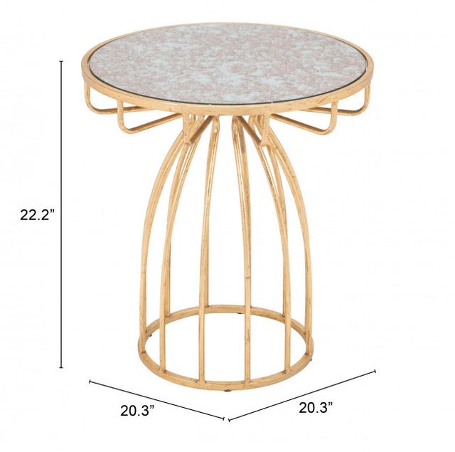 Zuo® Modern Silo Mirror Top Side Table with Gold Base-3