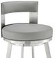 Armen Living Flynn Brushed Stainless Steel/Light Gray 26'' Bar Stool-4
