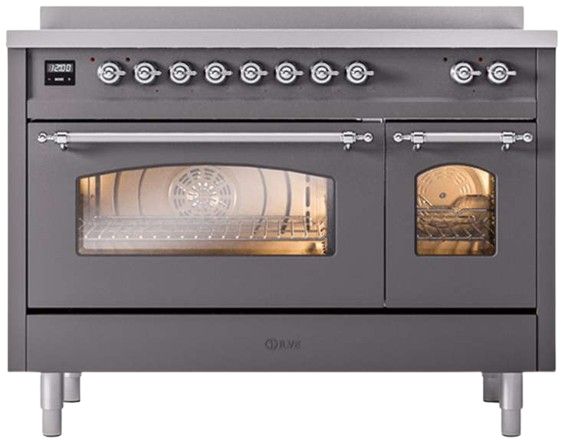 Ilve® Nostalgie II Series 48" Matte Graphite Pro Style Induction Range-3