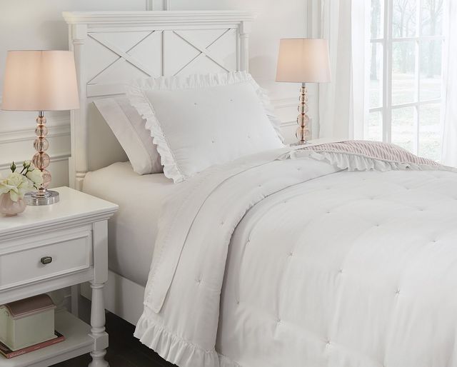 Signature Design by Ashley® Jenalyn White/Light Pink Twin Comforter Set-4