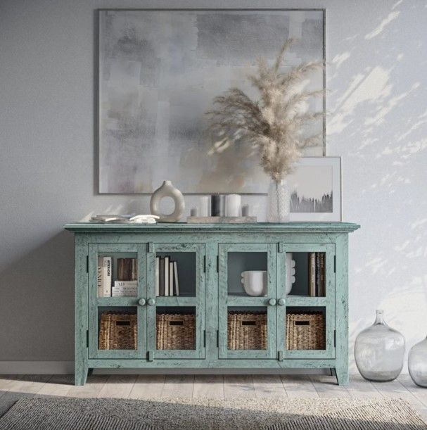 Jofran Inc. Rustic Shores Surfside Blue 6-Door Accent Cabinet-1