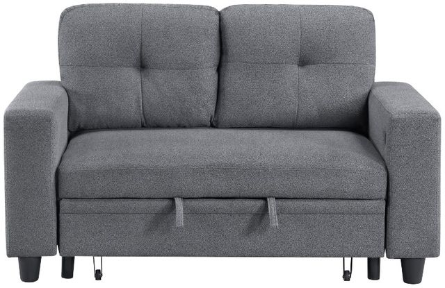 Homelegance® Robinson Gray Loveseat with Pull-Out Bed, Shelves, and Charging Ports-4