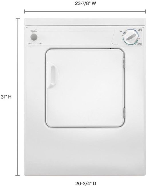 Whirlpool® 3.4 Cu. Ft. White Compact Front Load Electric Dryer-2