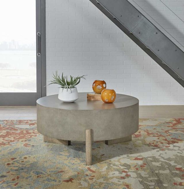 Liberty Furniture Affinity Gray Cocktail Table with Dusty Taupe Base-1