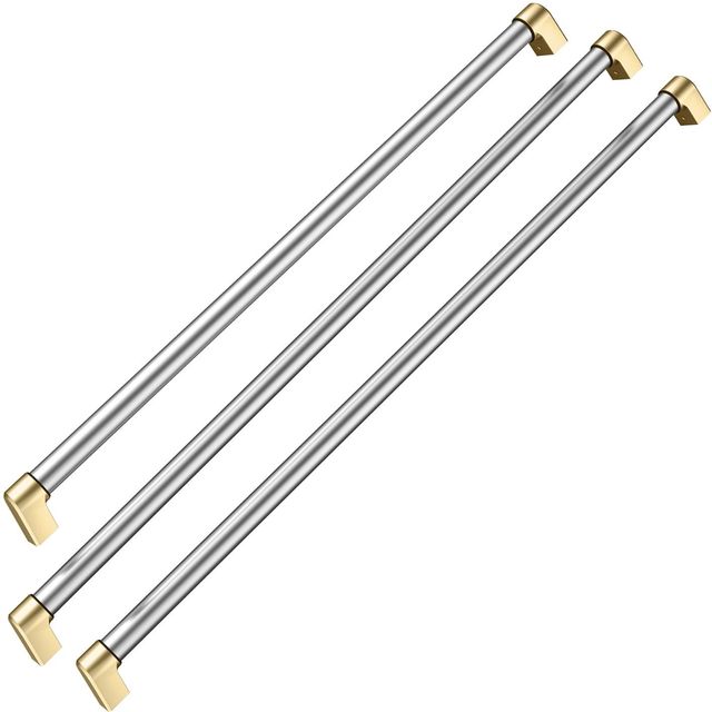 Bertazzoni Master Series 3-Piece Stainless Steel Refrigerator Handle Kit with Gold Accents-0