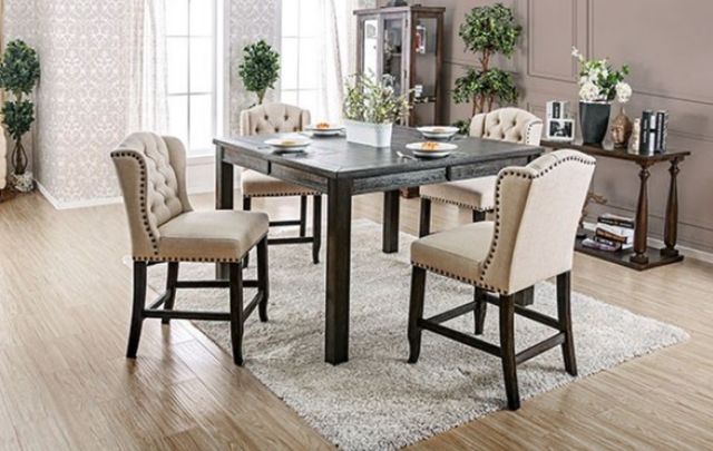 Furniture of America® Sania 7-Piece Antique Black/Gray Counter Table Set-0
