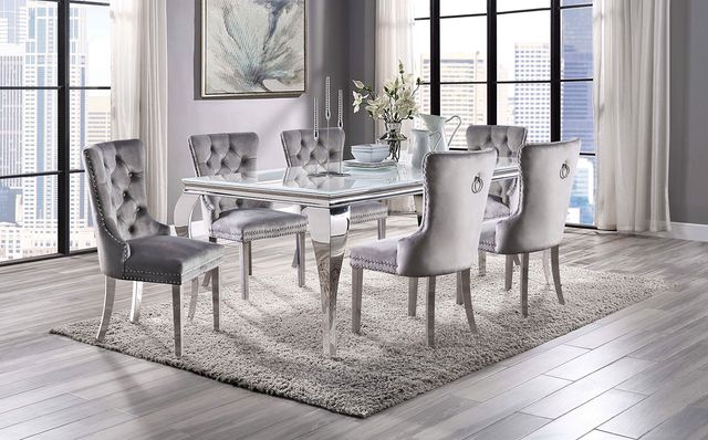 Furniture of America® Neuveville Glass Top Dining Table with Chrome Legs-1