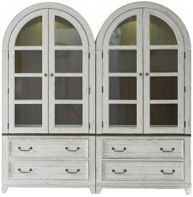 Liberty Furniture River Place 2-Piece Riverstone White Bunching Curio Set-1