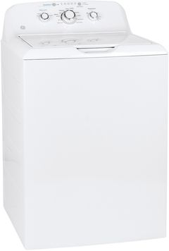 GE® 4.0 Cu. Ft White Agitator Top Load Washer with Stainless Steel Basket and Water Level Control