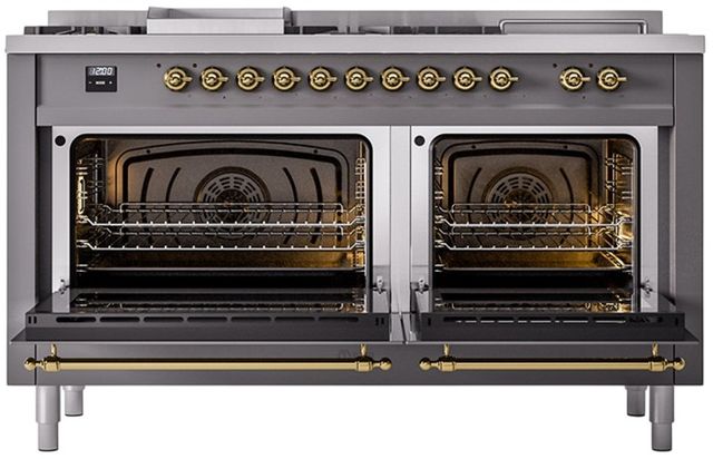 Ilve® Nostalgie II Series 60" Graphite Matte Pro Style Dual Fuel Range-1
