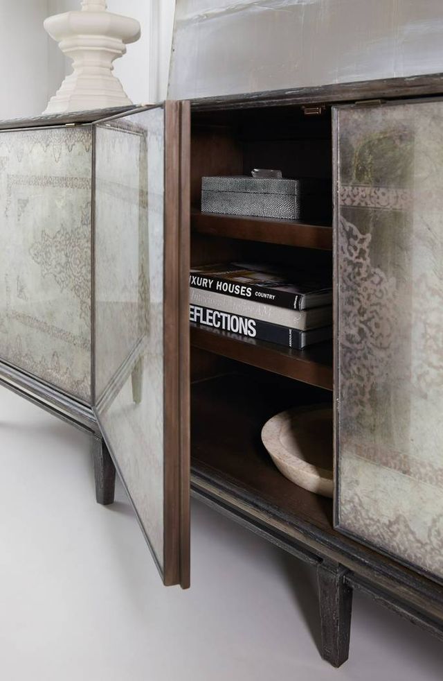 Hooker® Furniture Melange Rosella Dark Wood Console with Silver Leaf Accents-3