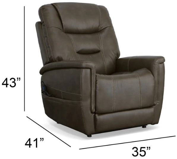 Flexsteel® Shaw Driftwood Brown Power Lift Recliner with Power Headrest and Lumbar-2