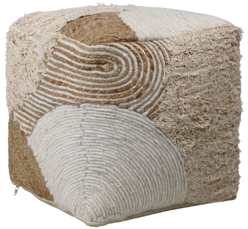 Dovetail Furniture Emmeline Ivory/Natural Pouf-0