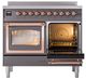 Ilve® Nostalgie II Noblesse 40'' Graphite Matte Pro Style Induction Range with Copper Trim-4