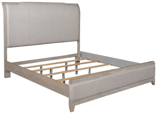 Liberty Furniture Belmar Knubby/Silver Champagne/Washed Taupe California King Upholstered Sleigh Bed-0
