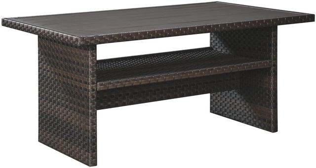 Signature Design by Ashley® Easy Isle 5-Piece Bark Brown/Beige Outdoor Dining Set-1