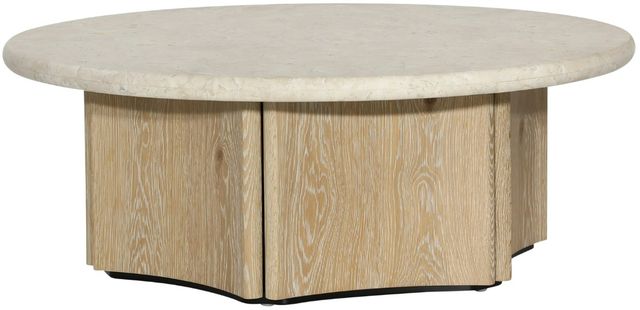 Dovetail Furniture Oja Cream Coffee Table with Natural Wash Base-0
