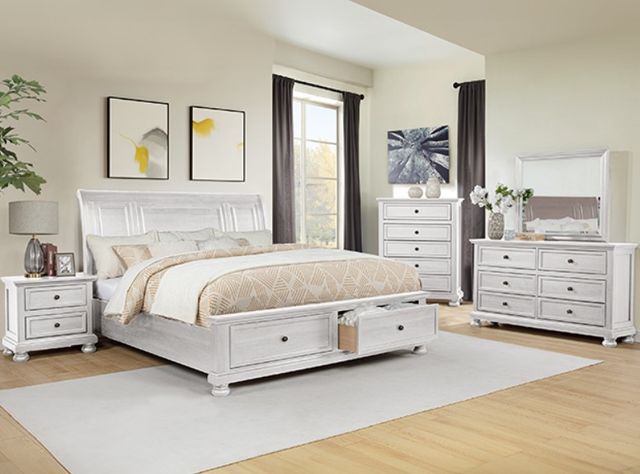 Crown Mark Claribelle White Queen Sleigh Storage Bed-1