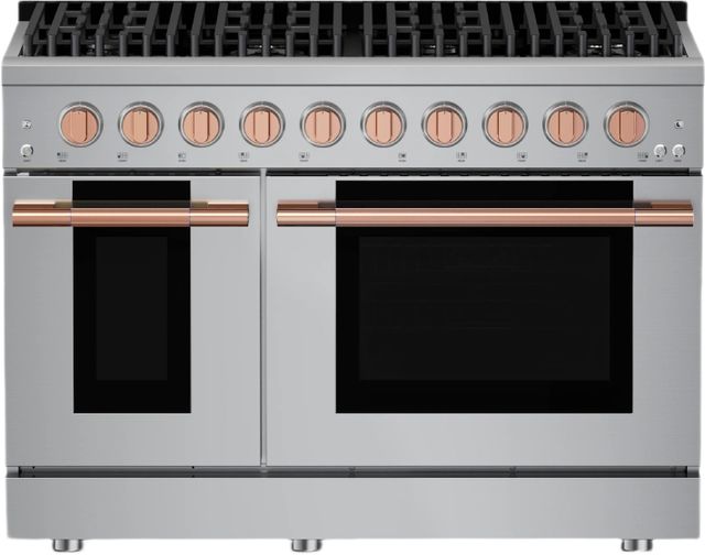 Hauslane HausPro 48" Stainless Steel Pro-Style Dual Fuel Range with Rose Gold Knobs-0