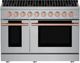 Hauslane HausPro 48" Stainless Steel Pro-Style Dual Fuel Range with Rose Gold Knobs-0
