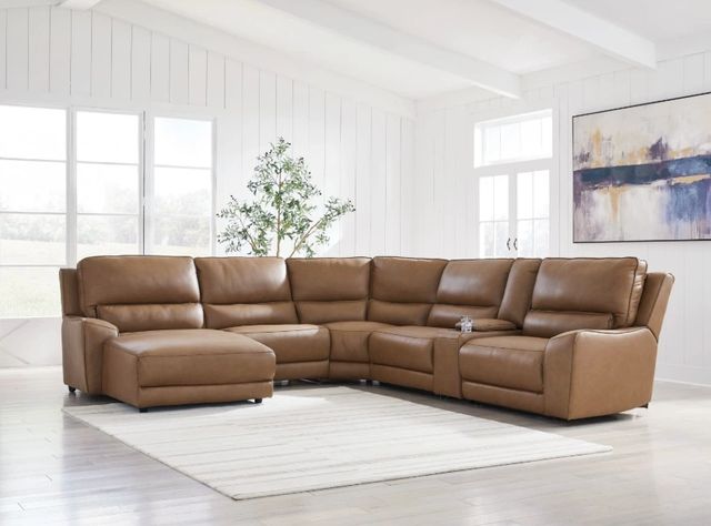 Signature Design by Ashley® Silverbrooke 6-Piece Caramel U-Shape Power Reclining Sectional and Chaise-1