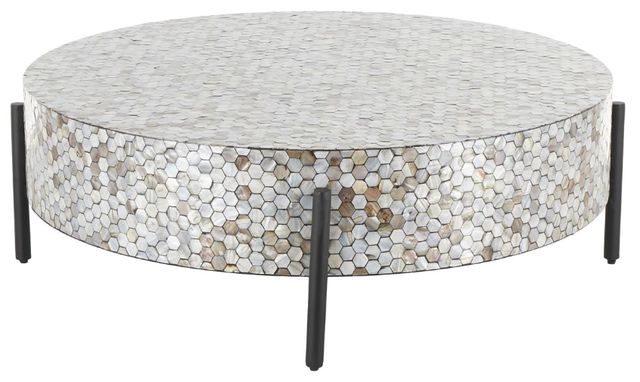 Deco Marche Silver Coffee Table with Black Base-1