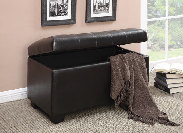 Coaster® Dark Brown Button-Tufted Storage Ottoman-1