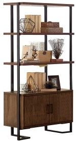 Mazin Furniture Sedley Walnut/Rustic Black Bookcase-3